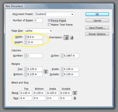 InDesign Page Size
